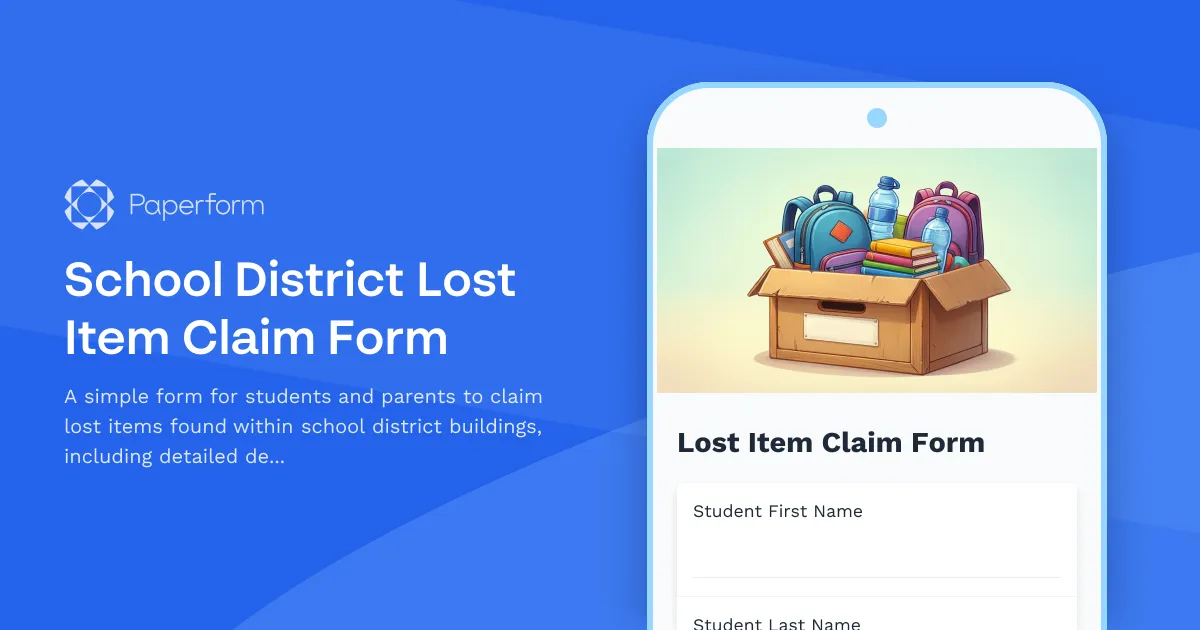 School District Lost Item Claim Form