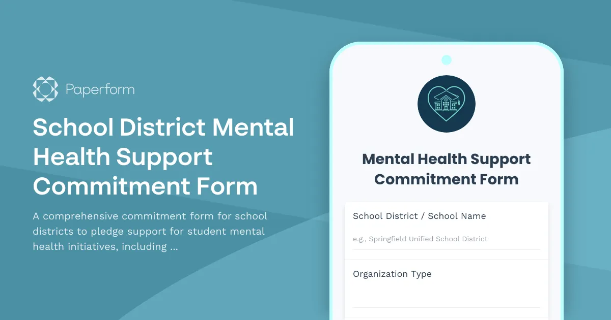School District Mental Health Support Commitment Form