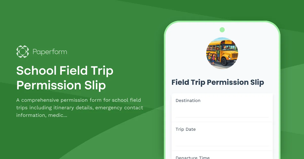 School Field Trip Permission Slip