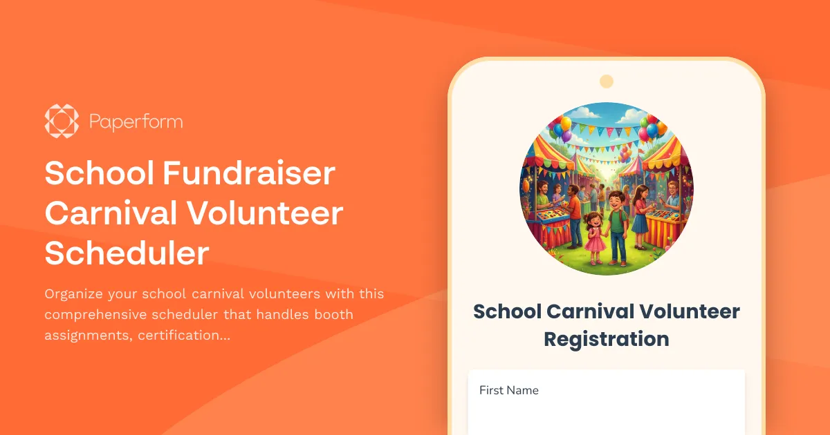 School Fundraiser Carnival Volunteer Scheduler
