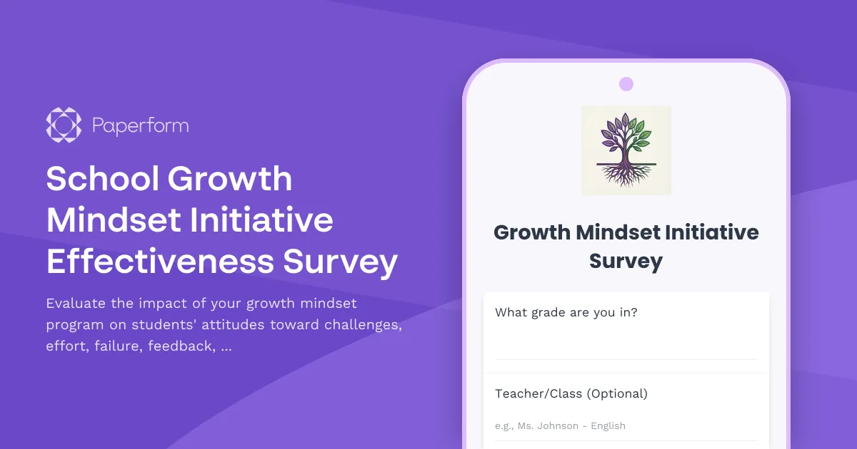 School Growth Mindset Initiative Effectiveness Survey