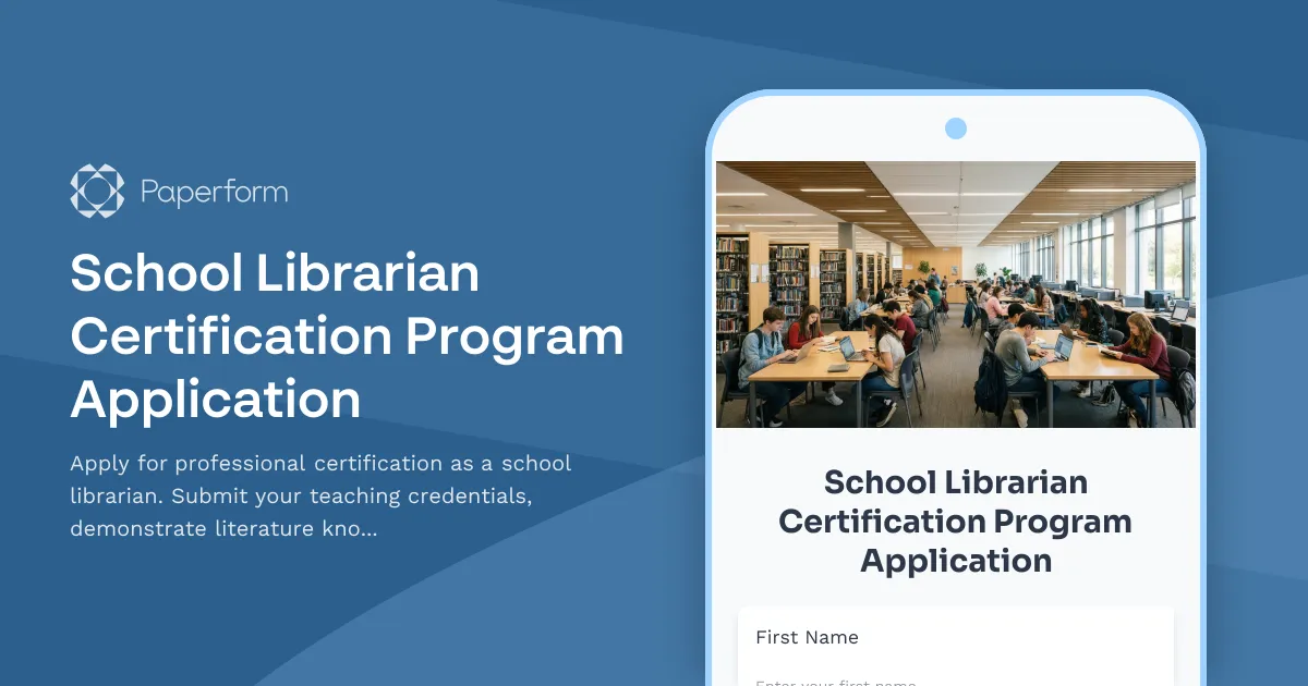 School Librarian Certification Program Application