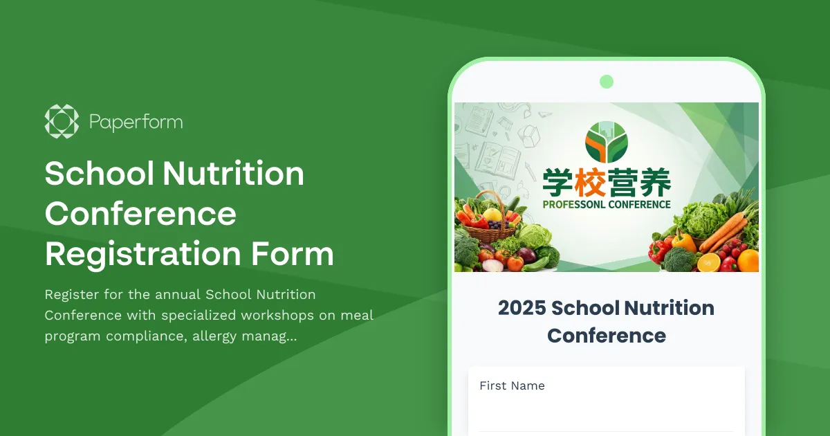 School Nutrition Conference Registration Form
