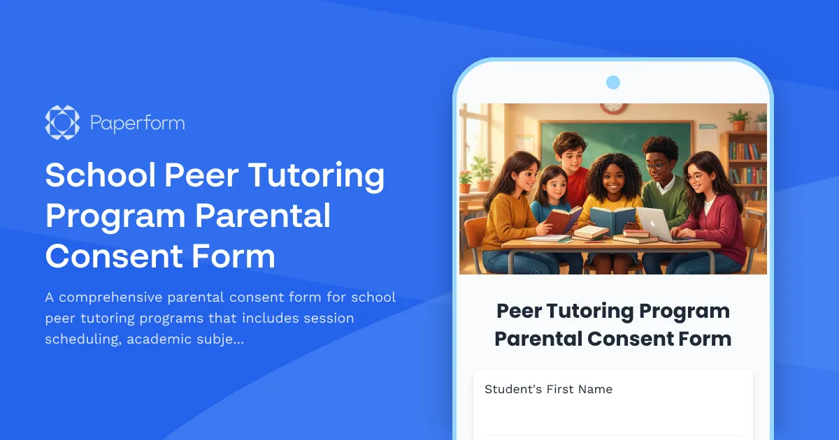 School Peer Tutoring Program Parental Consent Form