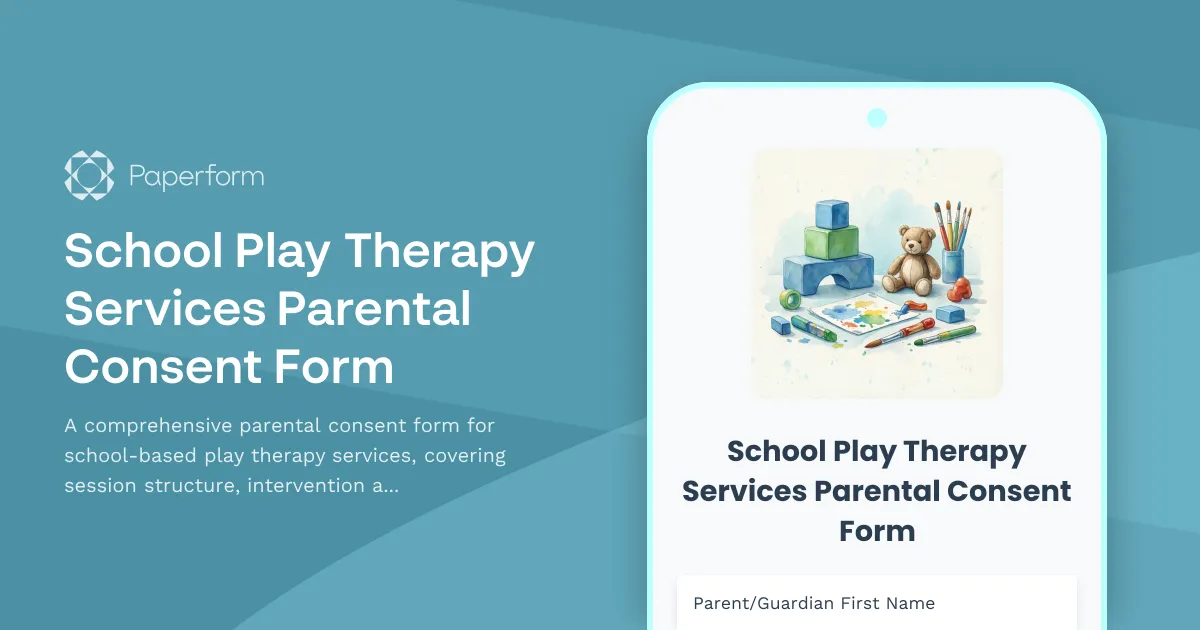 School Play Therapy Services Parental Consent Form