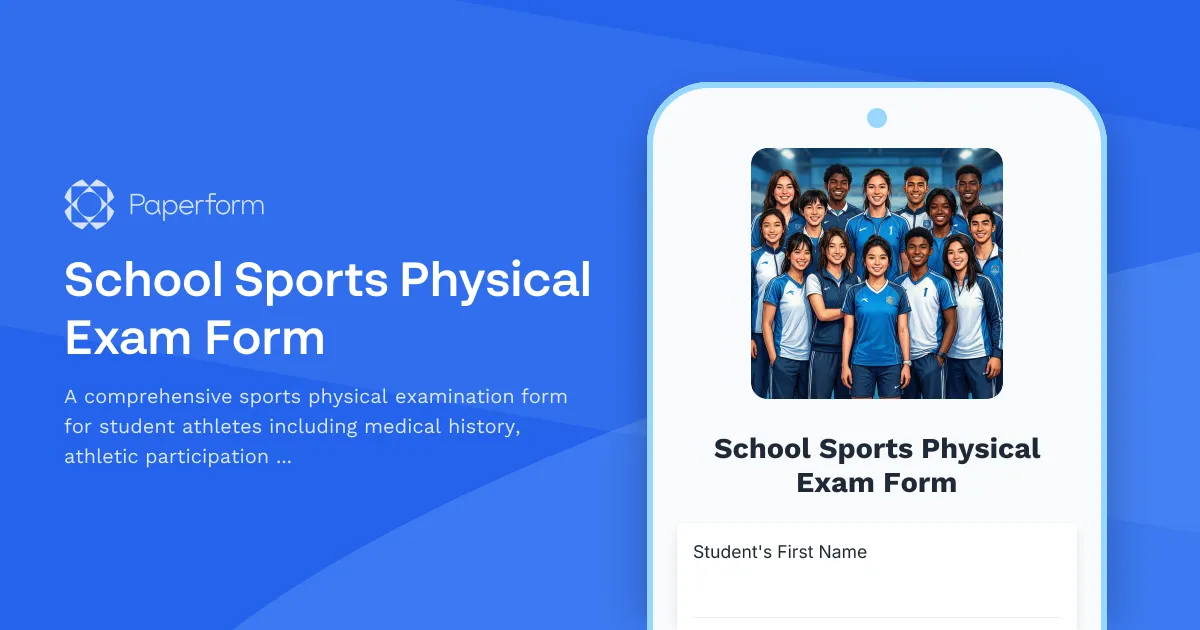 School Sports Physical Exam Form