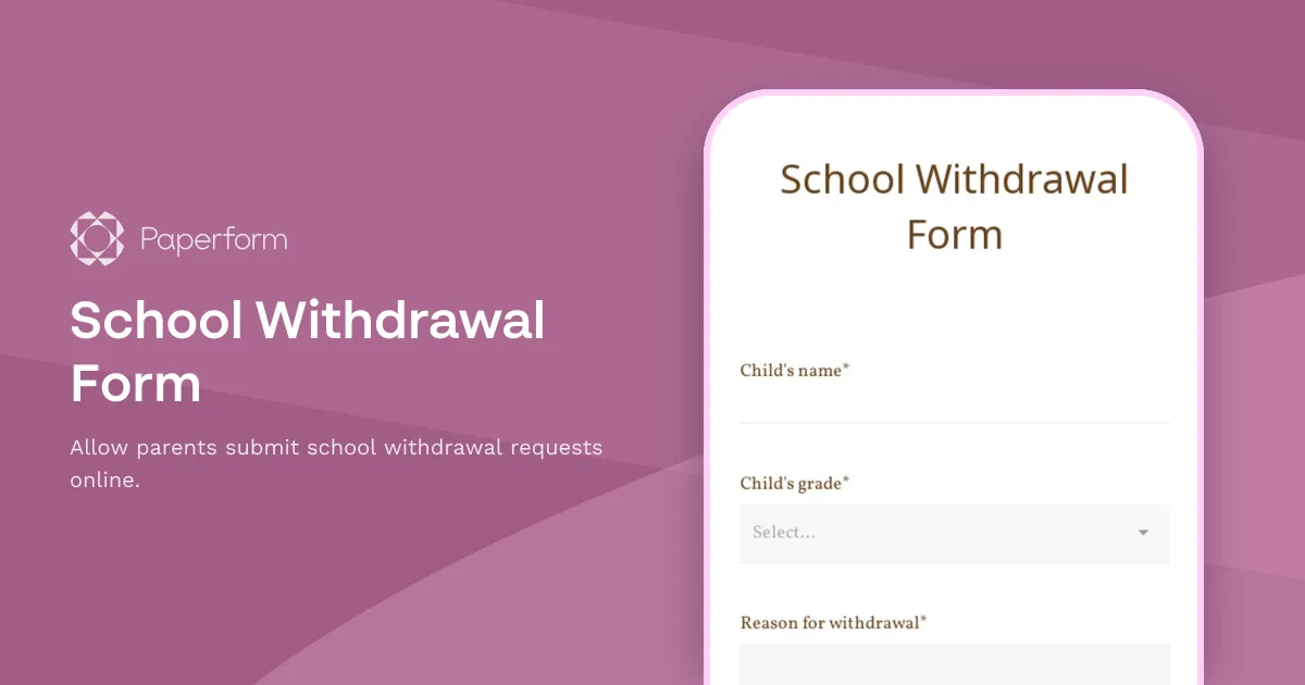 School Withdrawal Form