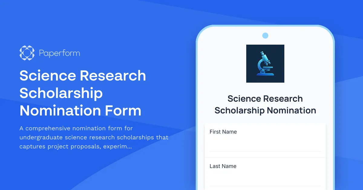 Science Research Scholarship Nomination Form