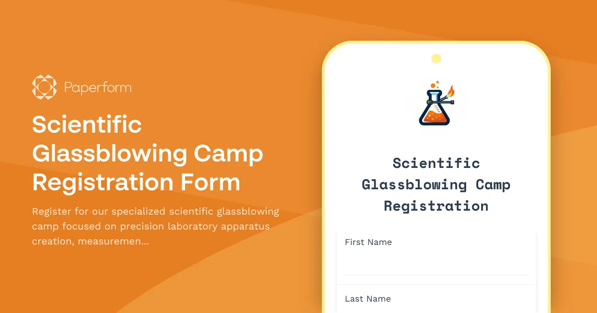 Scientific Glassblowing Camp Registration Form