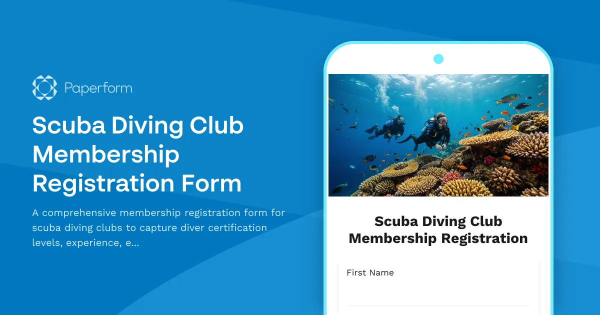 Scuba Diving Club Membership Registration Form