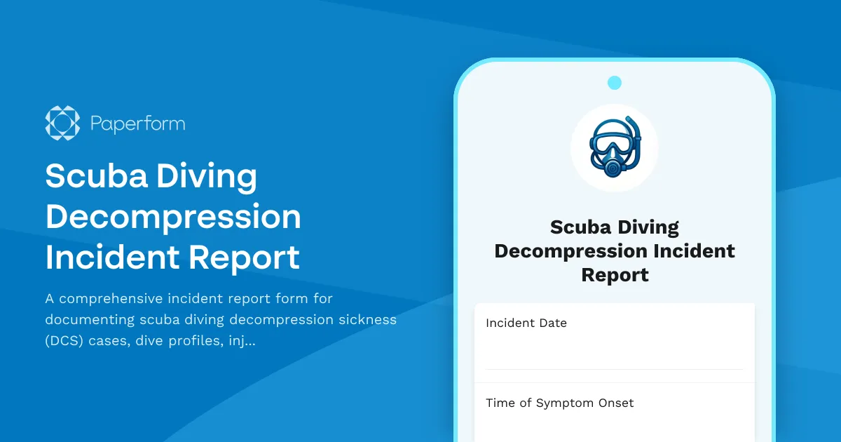 Scuba Diving Decompression Incident Report