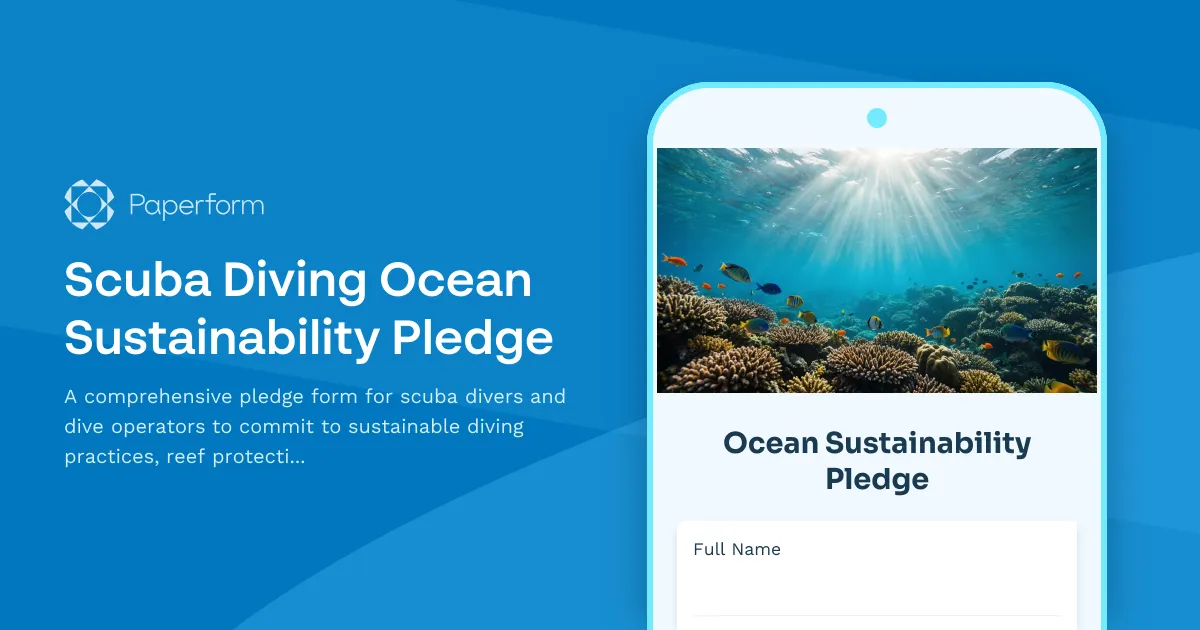 Scuba Diving Ocean Sustainability Pledge