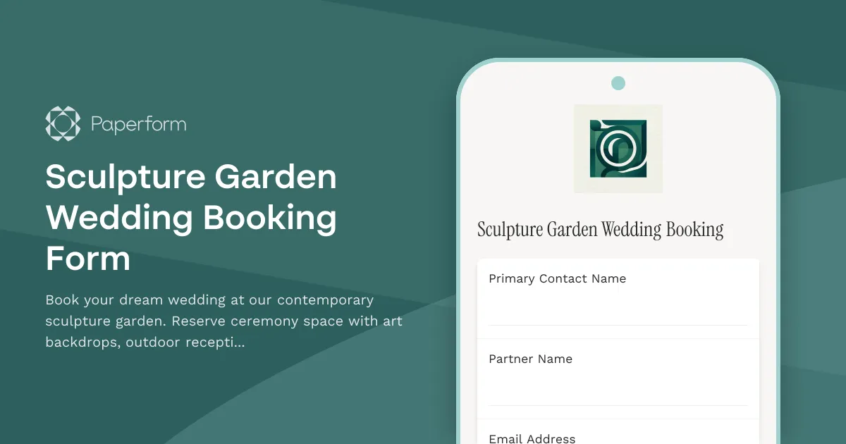 Sculpture Garden Wedding Booking Form