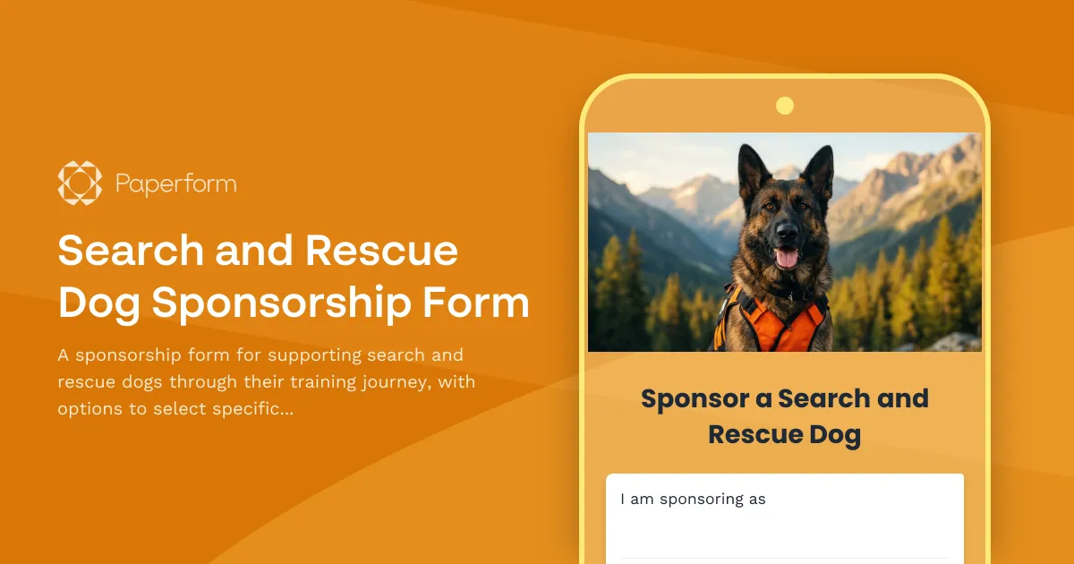Search and Rescue Dog Sponsorship Form