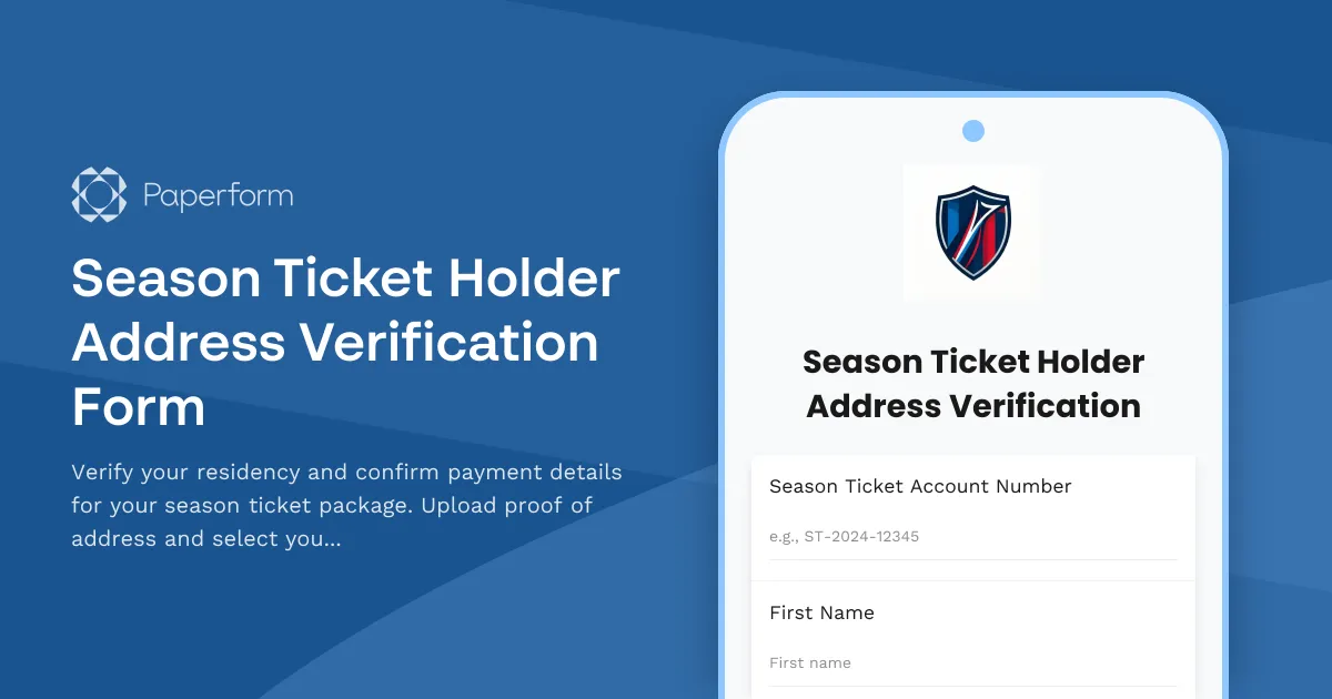 Season Ticket Holder Address Verification Form