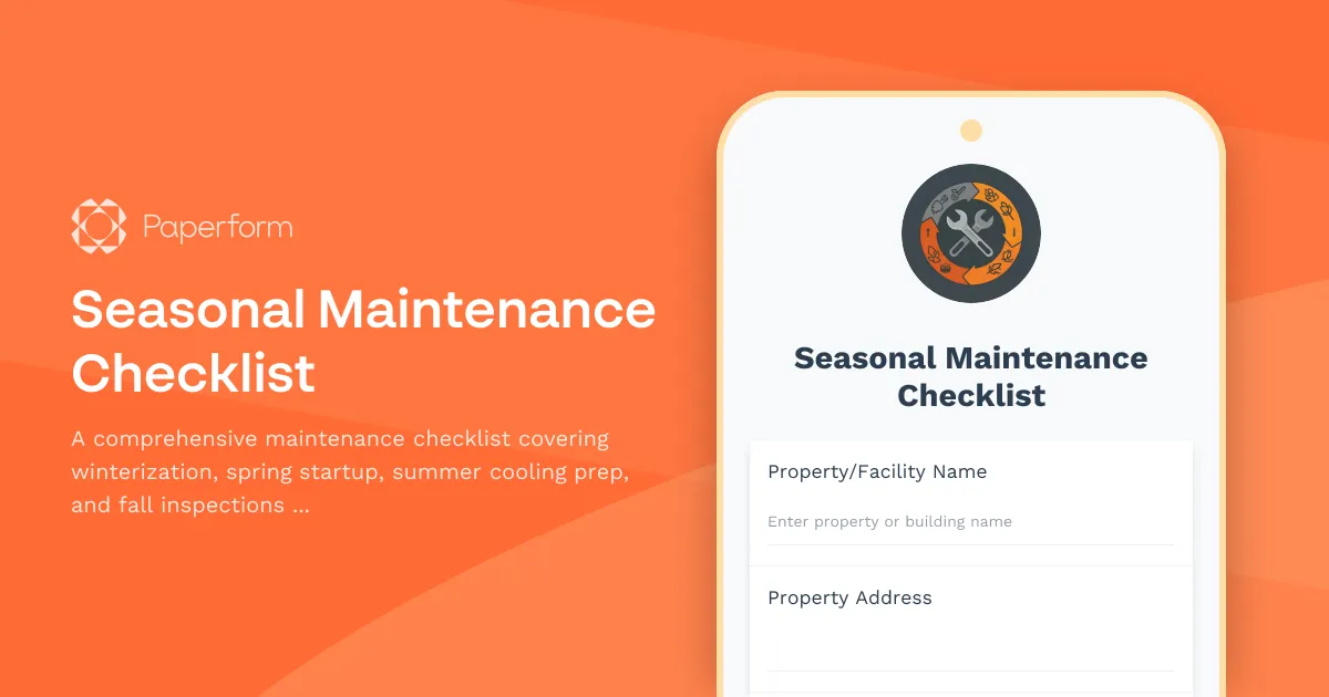 Seasonal Maintenance Checklist