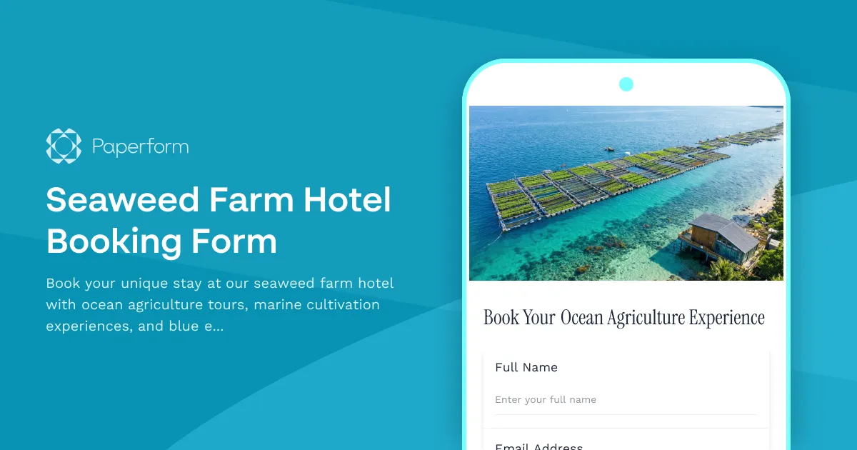 Seaweed Farm Hotel Booking Form