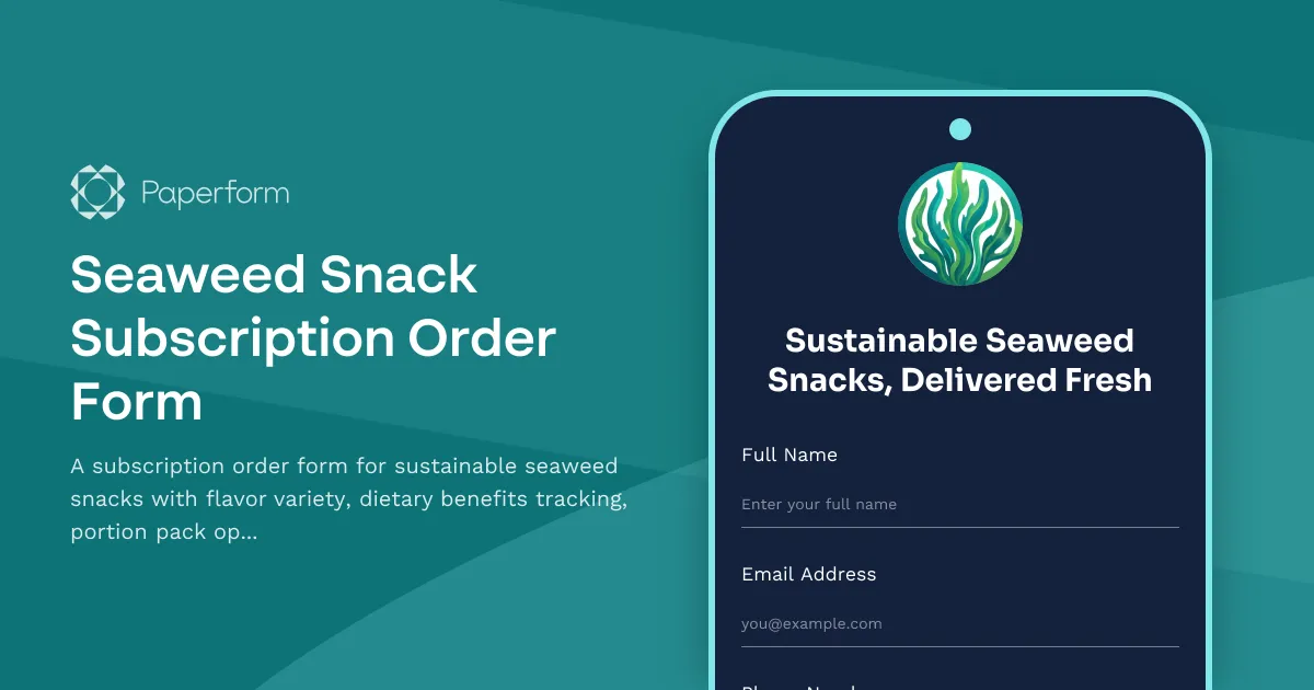 Seaweed Snack Subscription Order Form