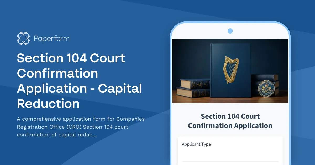Section 104 Court Confirmation Application - Capital Reduction
