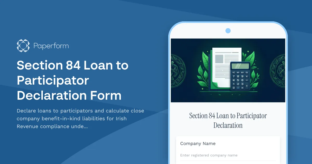 Section 84 Loan to Participator Declaration Form