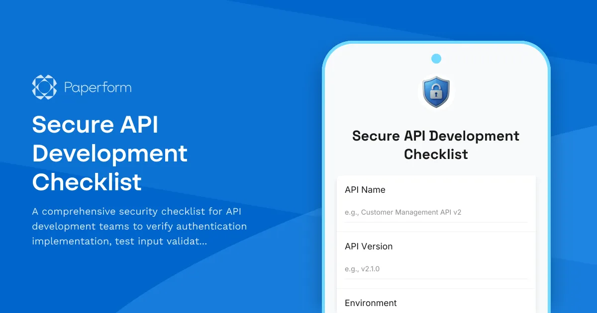 Secure API Development Checklist