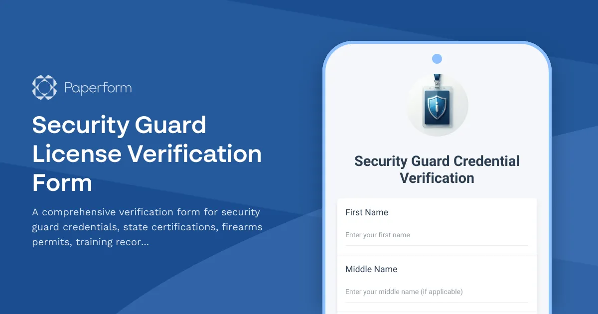 Security Guard License Verification Form