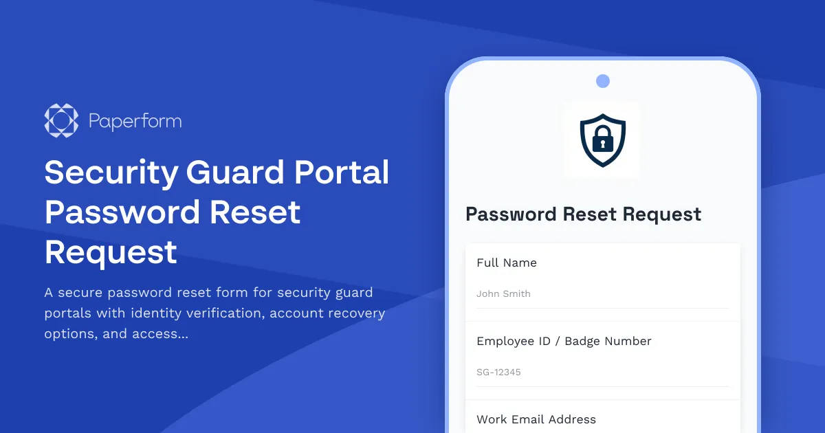 Security Guard Portal Password Reset Request