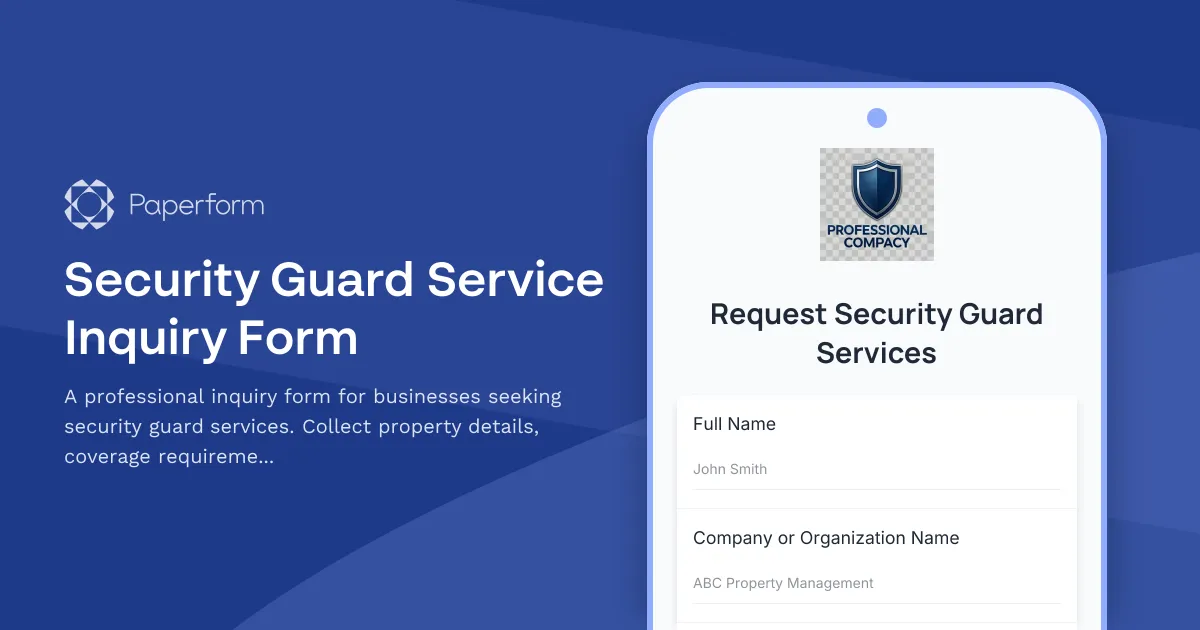 Security Guard Service Inquiry Form