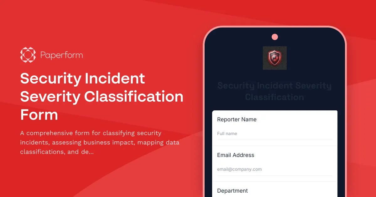 Security Incident Severity Classification Form