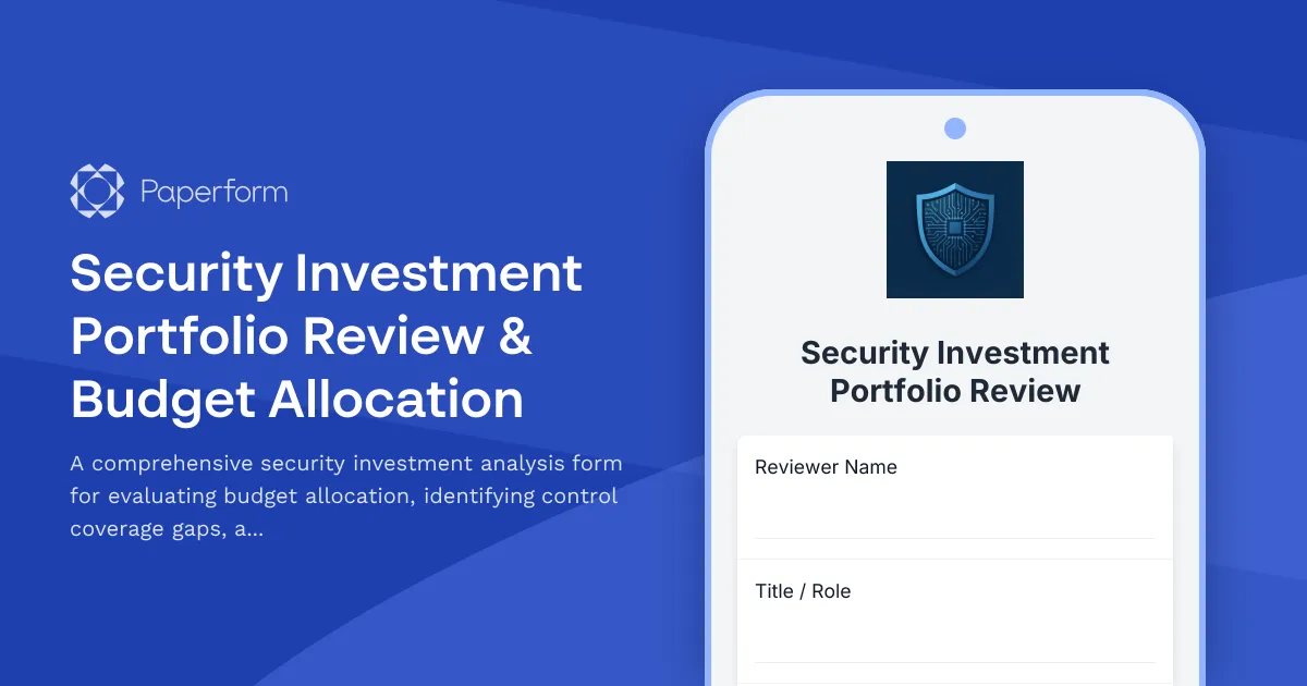 Security Investment Portfolio Review & Budget Allocation