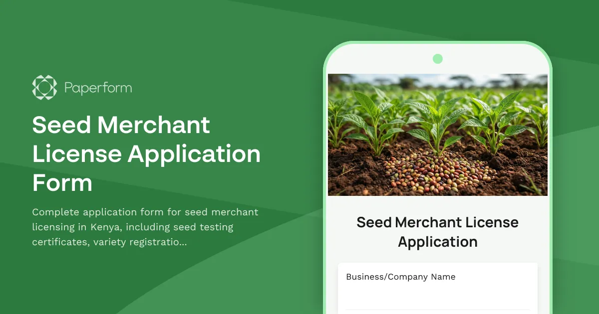 Seed Merchant License Application Form