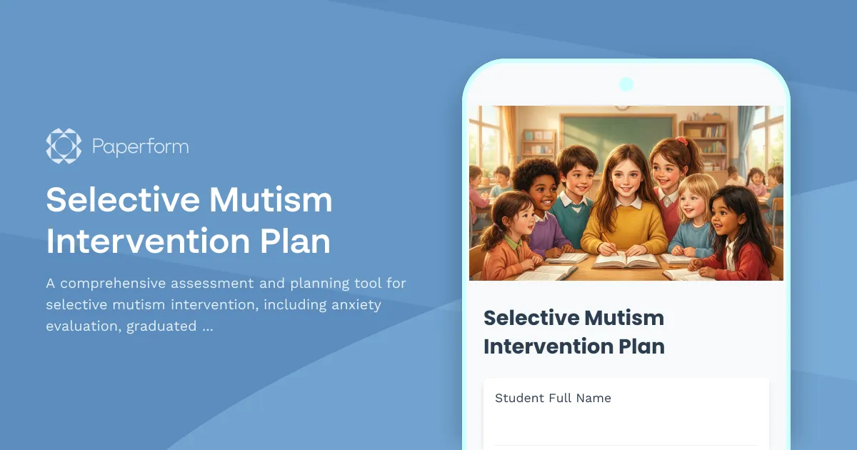 Selective Mutism Intervention Plan