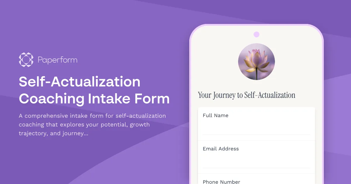Self-Actualization Coaching Intake Form