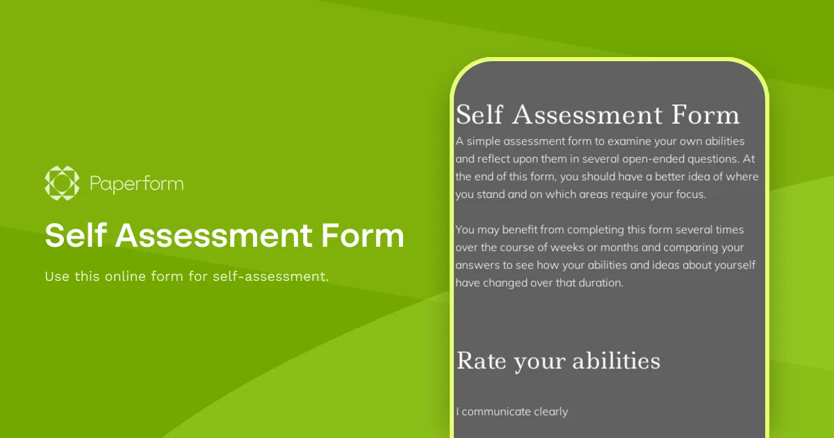 Self Assessment Form