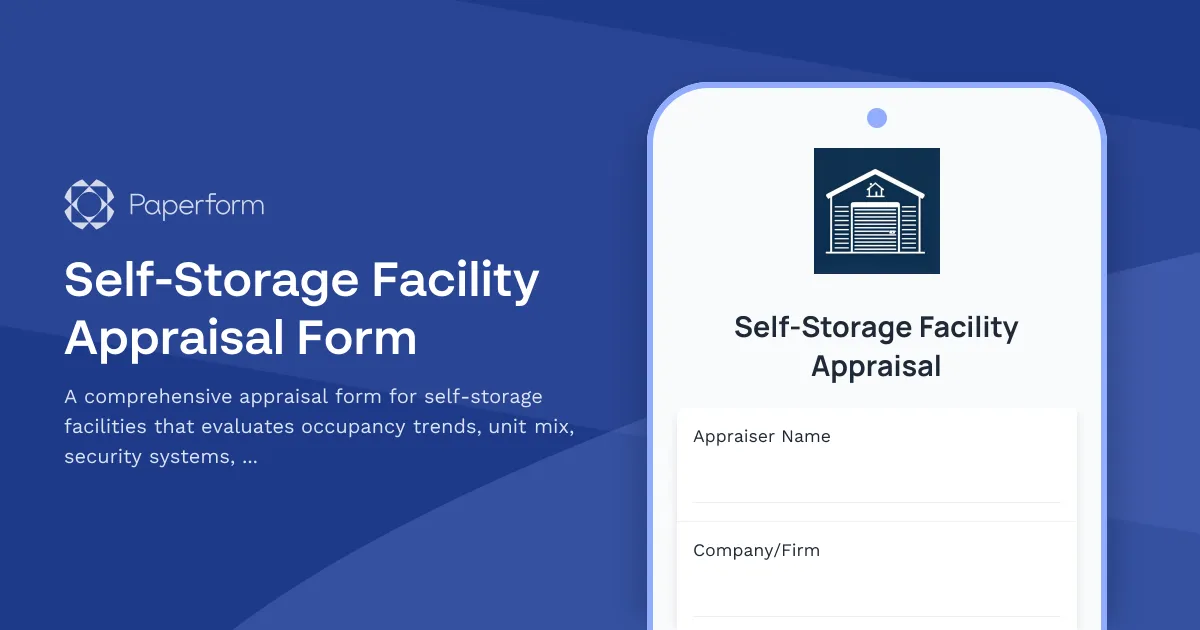 Self-Storage Facility Appraisal Form