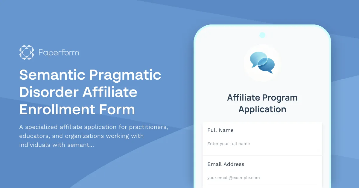 Semantic Pragmatic Disorder Affiliate Enrollment Form
