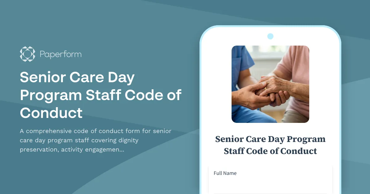 Senior Care Day Program Staff Code of Conduct