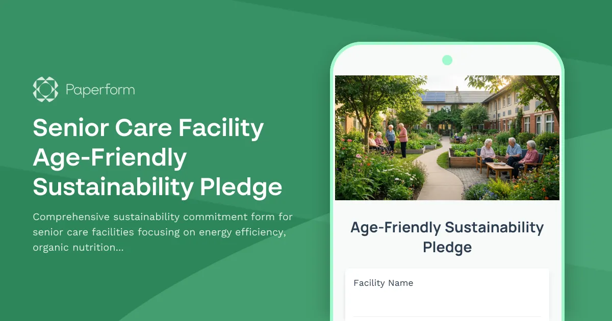 Senior Care Facility Age-Friendly Sustainability Pledge
