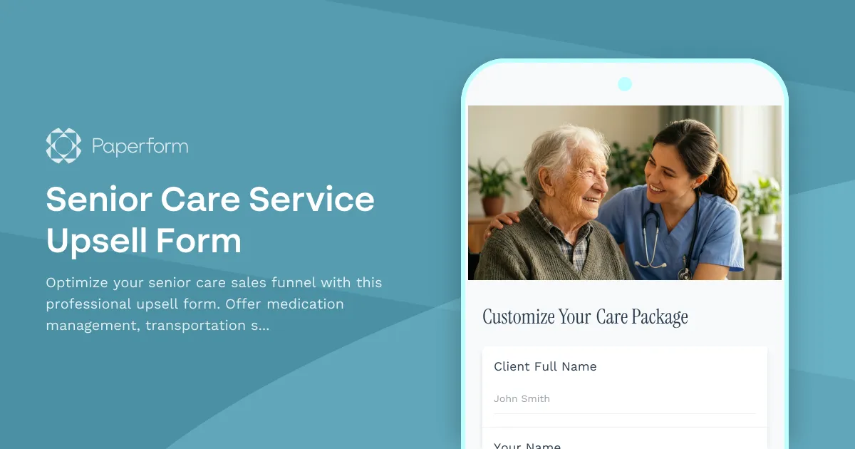 Senior Care Service Upsell Form