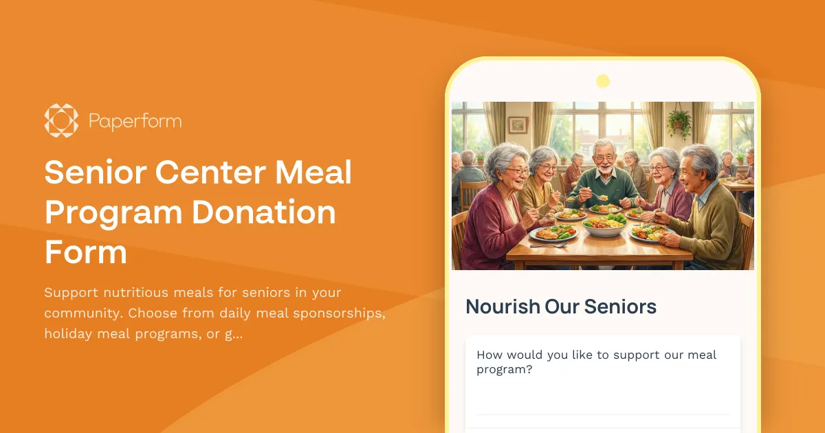 Senior Center Meal Program Donation Form
