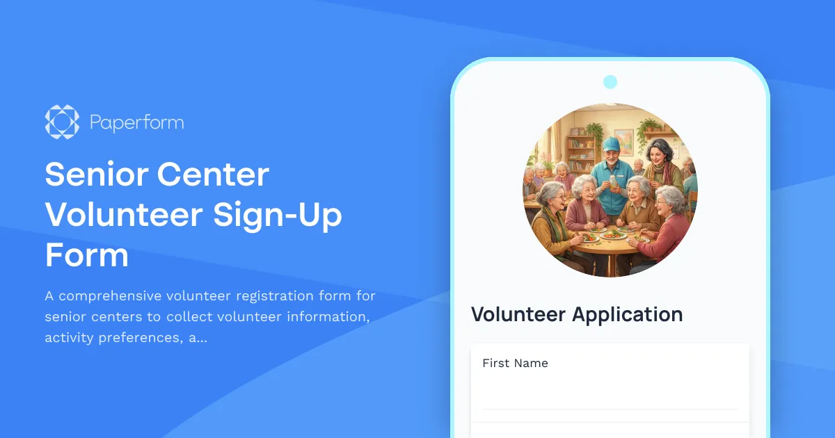 Senior Center Volunteer Sign-Up Form