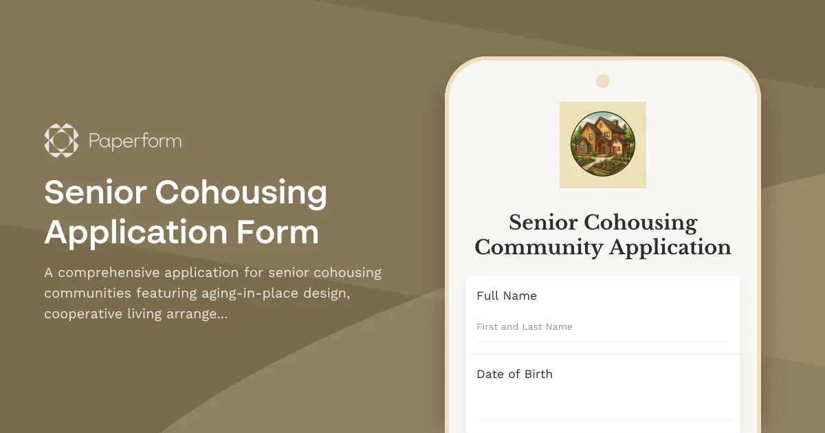Senior Cohousing Application Form