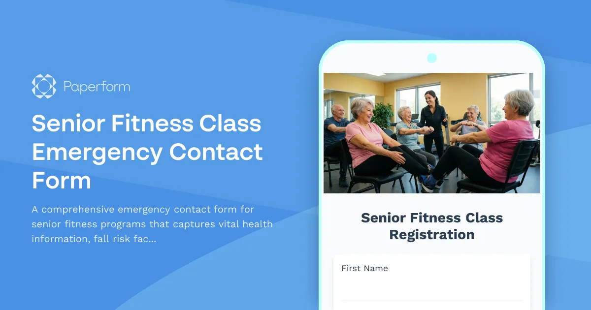 Senior Fitness Class Emergency Contact Form