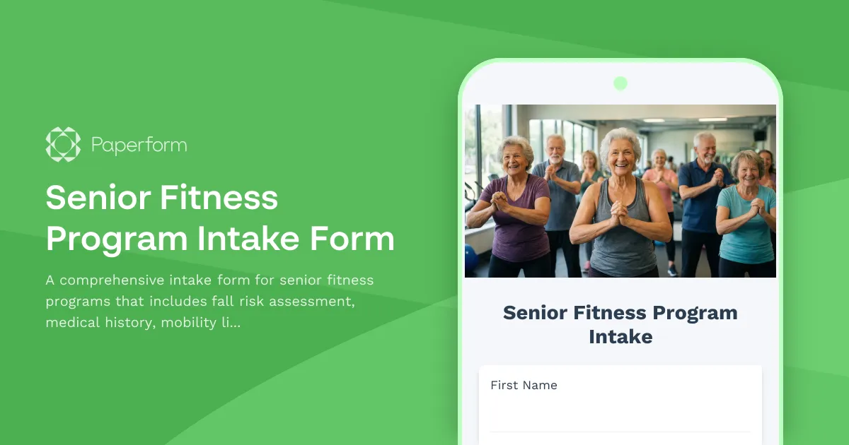 Senior Fitness Program Intake Form