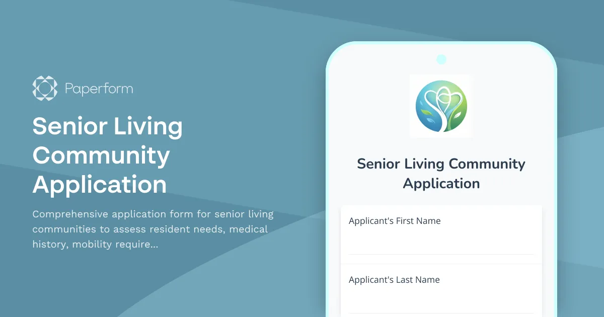 Senior Living Community Application