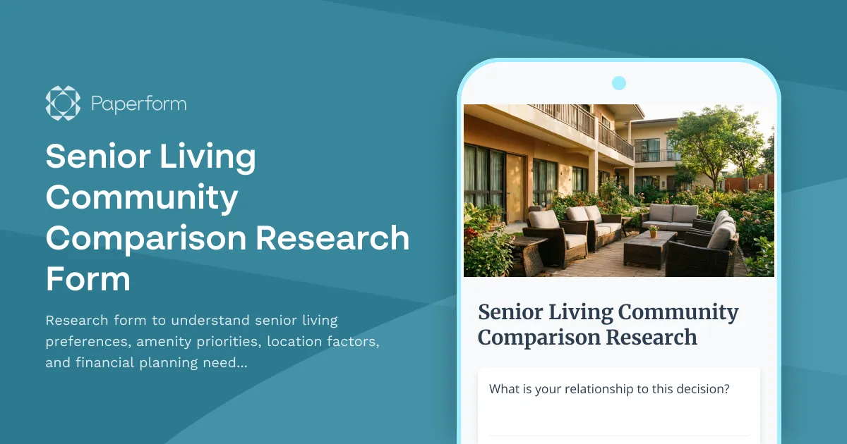 Senior Living Community Comparison Research Form