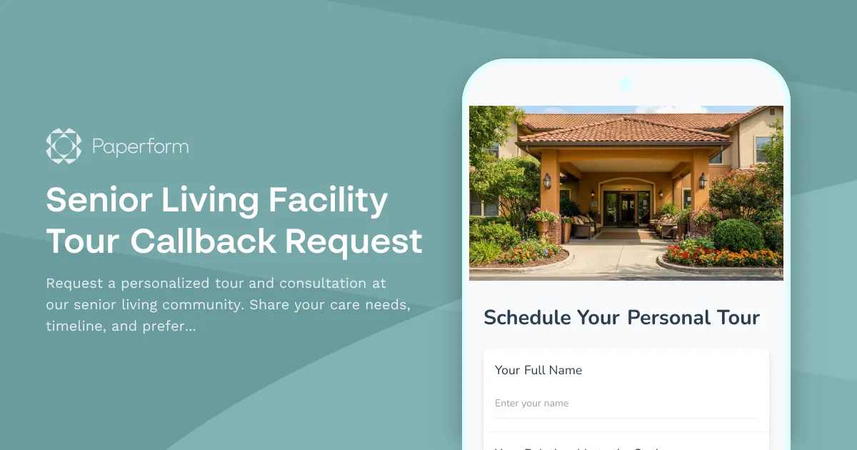 Senior Living Facility Tour Callback Request