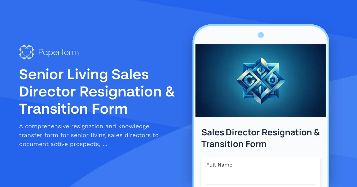 Senior Living Sales Director Resignation & Transition Form