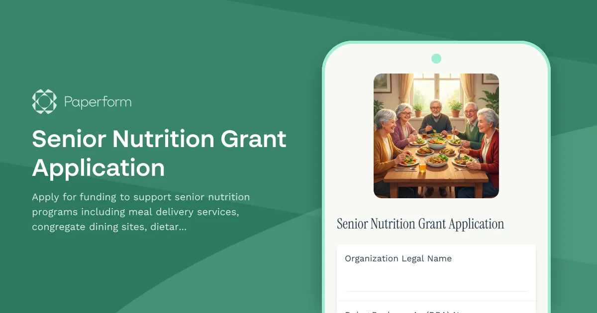 Senior Nutrition Grant Application