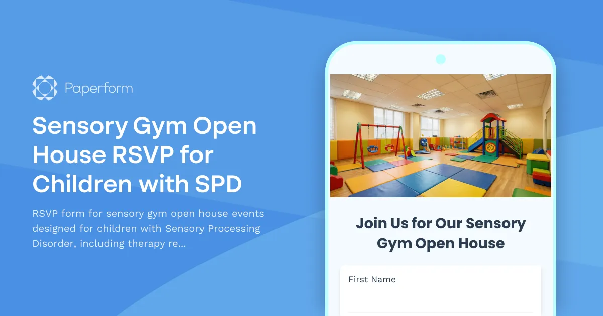 Sensory Gym Open House RSVP for Children with SPD